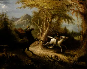 Drucke von Der Kopflose Reiter verfolgt Ichabod Krane, 1858 I Drucke: Der Kopflose Reiter verfolgt Ichabod Krane, 1858. Ersteller: John Quidor