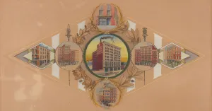 Die Henry Heide Confectionary Co.-Firma - Sieben Gebäude belegen das Unternehmen nach dem Jahr 1882