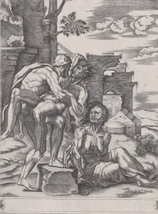 Sixteenth Century Prints Drucke: Hercules and Antaeus, dated 1533. dated 1533. Creator: Agostino Veneziano