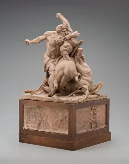 Greek Mythological Figures Drucke: Hercules Fighting Two Centaurs, c1785. Creator: Jean Baptiste Stouf