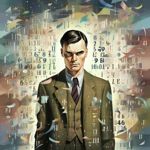 Bild von AI - Portrait von Alan Turing, 1940er Jahre, (2023). Künstler: Heritage Images