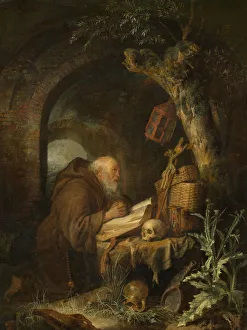Der Einsamkeitmann, um 1670 von Gerrit Dou gegraviert