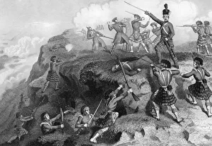Die Highlander angreifen das russische Riesengebirge-Lager, Schlacht von der Alma, 1854,(1857). Künstler: DJ Pound