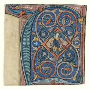 Saint George Painting Drucke: Historiated initial from an antiphonal, about 1260-1270. Creator: Unknown