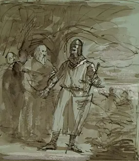 Victorian Era Drawings Drucke: Historical Composition - Robert the Bruce?, c1849. Creator: John Phillip