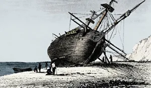 Verwandte Bilder Drucke: Die HMS Beagle wurde stranden gelassen, Rio Santa Cruz in Patagonien Südamerika 1834/1839