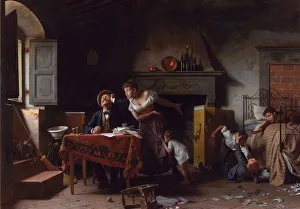 Realismus Drucke: Heim, Süßes Heim. Künstler: Saltini, Pietro (1839-1908)