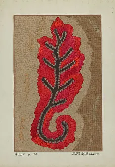 Watercolour Gouache On Paper Art Drucke: Hooked Rug (Section of Border), c. 1936. Creator: Ruth M. Barnes