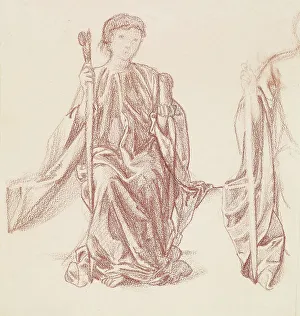 Pre Raphaelite Brotherhood Artwork Drucke: The Hours - Drapery Study, 1864-66. Creator: Sir Edward Coley Burne-Jones