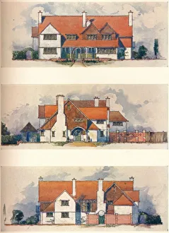 Haus im Gartenstadt-Lechfeld, Letchworth um 1900. Künstler: Charles Harrison Townsend