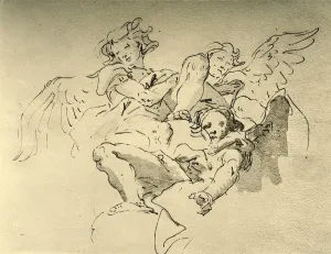 Mid 18th Century Art Drucke: Hovering Angels, mid 18th century, (1928). Artist: Giovanni Battista Tiepolo