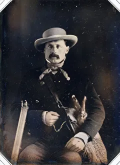 Jäger mit Hasen, 1850-55. Ersteller unbekannt