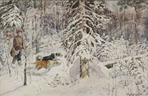 Realism Fine Art Images Drucke: The hunters, Second Half of the 19th cen