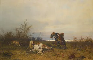 Oil On Canvas Wildlife Art Drucke: Hunting Scene
