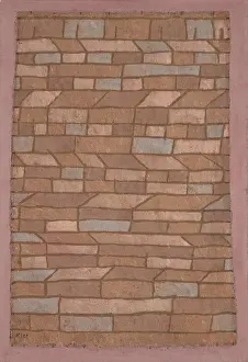 Drucke von Ein schlichtes Zuhause inmitten der Landschaft, umgeben von einfachen Linien und Formen. Die Farben sind leise und zurückhaltend, ein Spiegelbild der Armut und des Alltagslebens Paul Klee Drucke: Einzelzimmer in einem Hüttenviertel, 1932