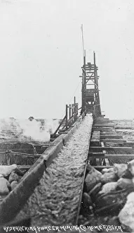 Black And White Mining Images Drucke: Hydraulic power mining, between c1900 and c1930. Creator: Unknown