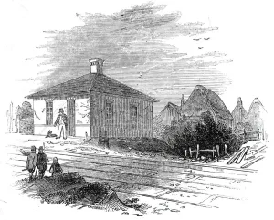 Cambridgeshire England Architecture Drucke: Ickleton Station, 1845. Creator: Unknown