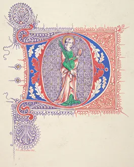 British Graphic Design History Drucke: Illuminated Initial D, 1830-62. Creator: Freeman Gage Delamotte