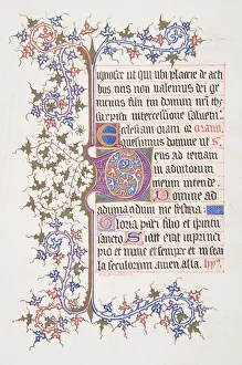 Illuminierte Blatt mit Initial E (recto); Weinrankenrand (verso), 1830-62.