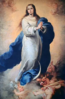 Oil On Canvas Religious Art Drucke: Immaculate Conception, 1665-1670. Artist: Bartolome Esteban Murillo