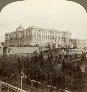 Das beeindruckende Königspalast und das königliche Feld Campo del Moro ... Madrid Spanien , 1902