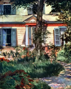 Drucke von Die Villa am Rueillé aus dem Jahr 1882 (1926), Original im Bestand der Nationalen Galerie von Victoria in Melbourne, Australien gefunden. Aus Apollon-Magazin, Band IV Nummer 21 (September 1926) Impressionistische Gemälde Drucke: Das Haus in Rueil, 1882 (1926). Künstler: Édouard Manet