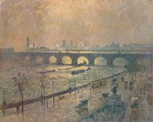 River Thames Landscape Drucke: Waterloo Bridge - A Rainy Day, c1917. Artist: Emile Claus