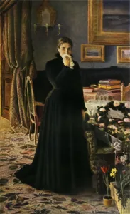 Realismus Drucke: Untröstliche Traurigkeit, 1884, (1965). Schöpfer: Ivan Kramskoy.