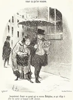 Unangenehm, einen Elternteil zu haben, der Babylas heißt... 1850. Künstler: Honoré Daumier. Unangenehm, einen Elternteil zu haben, der Babylas heißt... 1850