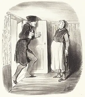 Honore Daumier Artwork Drucke: Inconvenient de visiter, sans precaution
