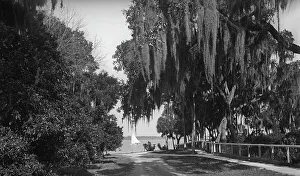 Black And White Boats Drucke: Indian River at Rockledge, Fla. c1901. Creator: Unknown