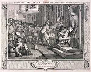 Der fleißige Schreiner heiratete ... Tafel VI der Industrie und Trägheit, 1747