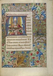 Netherlandish Heritage Art Drucke: Initial A: The Trinity; Book of Hours, about 1480-1490. Creator: Georges Trubert