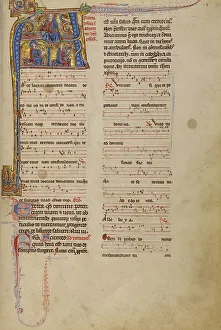Saint John The Evangelist Drucke: Initial A: The Vision of Saint John of Christ Enthroned and David Playing