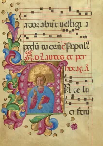Italian Tempera Painting Drucke: Initial A: Young Christ Blessing, about 1467-1470. Creator: Belbello da Pavia