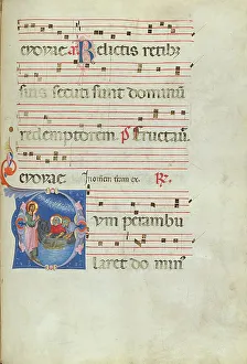 Italian Medieval Manuscripts Drucke: Initial D: The Calling of Saints Peter and Andrew; Antiphonal