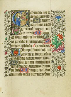 Jesus Christ Biblical Scene Drucke: Initial D: The Coronation of the Virgin; Book of Hours