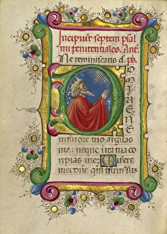 Heritage Italian Artwork Drucke: Initial D: David in Prayer, about 1469. Creator: Taddeo Crivelli