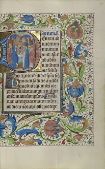 Anfänge von A (Die Präsentation im Tempel); Buch der Stunde, um 1450 - 1455. Ersteller: Meister des Leehours