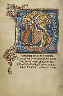 Flemish Illuminated Manuscripts Drucke: Initial D: The Way to Calvary; Psalter, mid-1200s. Creator: Unknown
