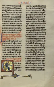 Gold Leaf Illuminated Manuscript Drucke: Initial E: Baruch; Marquette Bible, about 1270. Creator: Unknown