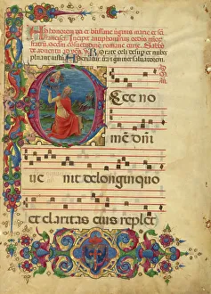 Anfängliche E: David hebt seinen Geist zu Gott auf, um ca. 1455 - 1461. Ersteller : Franco dei Russi