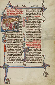 Spanish Medieval Manuscripts Drucke: Initial E: A Priest Celebrating Mass; Vidal Mayor