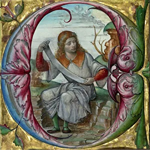 Saint John The Evangelist Art Drucke: Initial E: Saint John the Evangelist, early 16th century. Creator: Master B.F
