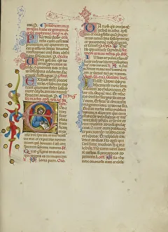 Ursprüngliche E: Heiliger Matthäus; Messebuch, zwischen etwa 1389 und 1400. Schöpfer: Meister der Brüsseler Anfangsbilder