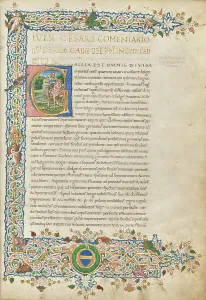 Ancient Roman Emperor Drucke: Initial G: Julius Caesar on Horseback, about 1460-1470. Creator: Unknown