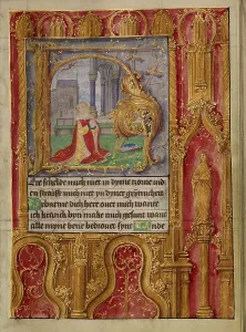 Flanders Belgium Heritage Images Drucke: Initial H: David in Prayer; Book of Hours