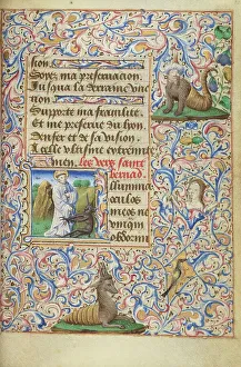 Anfang I : Heiliger Bernhard im Streit mit dem Teufel ; Stunden von Simons de Warij, 1455. Schöpfer: Meister des Jean Rolin II