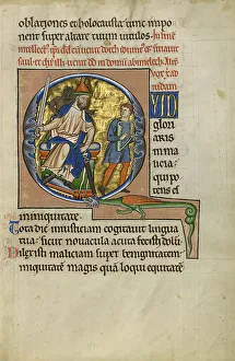 Erste Q: David vor Saul; Psalter, nach 1205. Schöpfer: Meister des Ingeborg-Psalters.