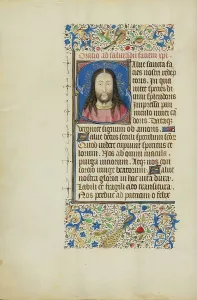 Anfängliche S.: Das Gesicht des Christus; Stunden von Llangattock, 1450er Jahre. Schöpfer: Meister der Llangattockschen Stunde